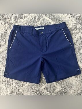 Men’s Criquet Navy Blue Court Shorts with White Piping- L